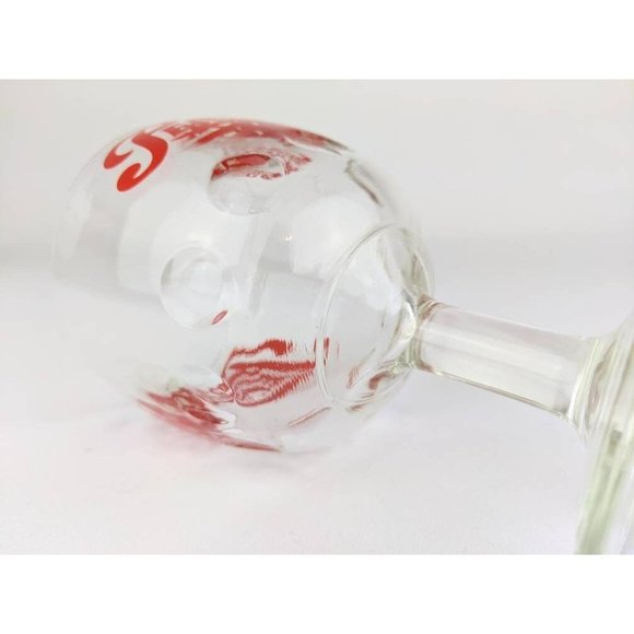 Vintage Pepsi Clear Glass Goblet Stemware | Clear Glass Thumbprint Water Goblet - Picture 8 of 9